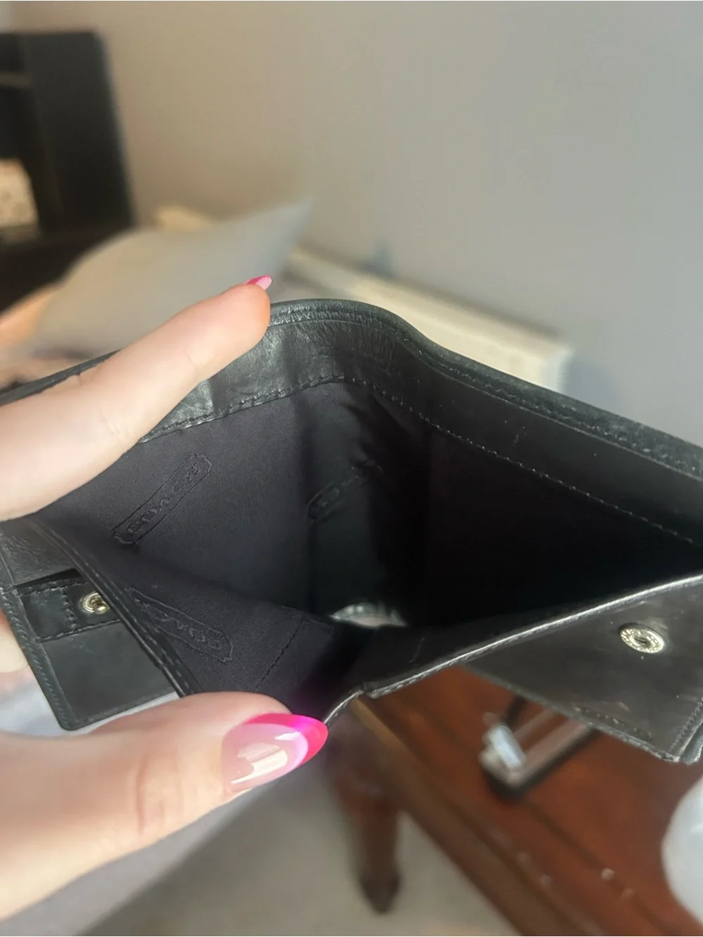 Coach Black Leather Zip Around Wallet